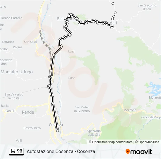 93 Bus Line Map