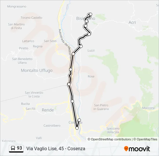 93 Bus Line Map