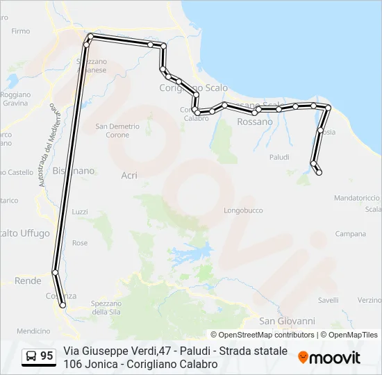 95 Bus Line Map