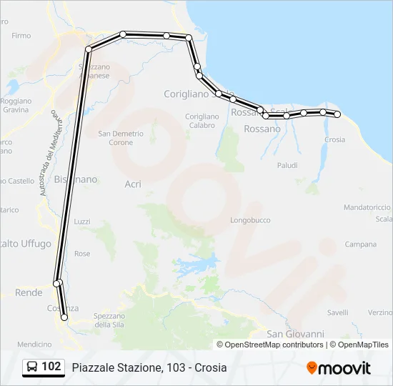 102 Bus Line Map