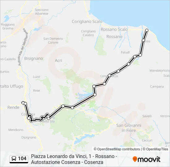 104 Bus Line Map