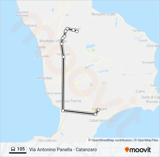 105 Bus Line Map