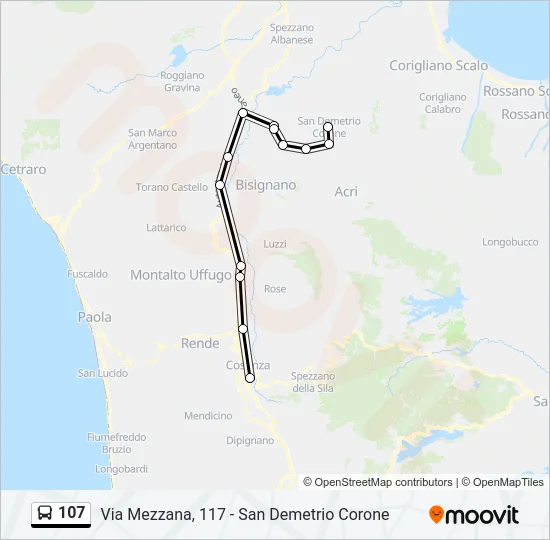 107 Bus Line Map