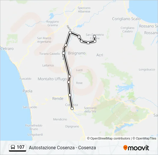 107 Bus Line Map