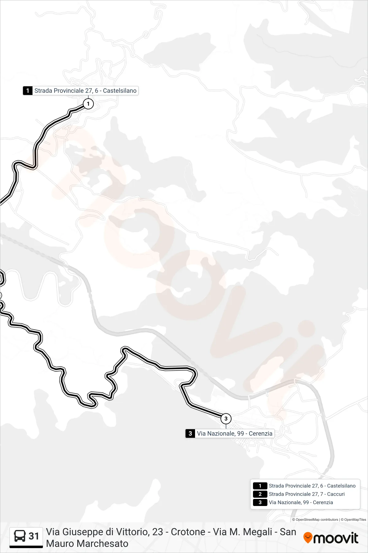 Linea 31 bus (Via Nazionale, 99 - Cerenzia) - Percorsi e fermate sulla mappa