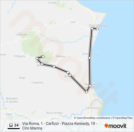 34 Bus Line Map