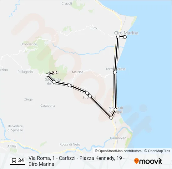 34 Bus Line Map