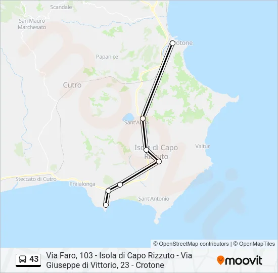 43 Bus Line Map