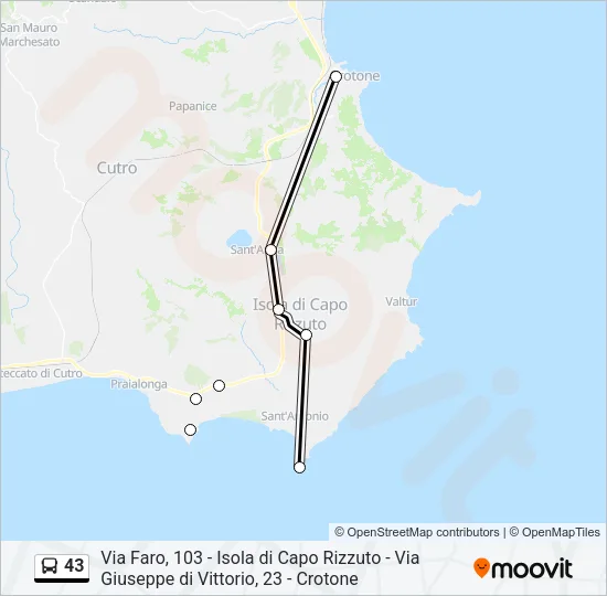 43 Bus Line Map