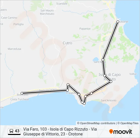 43 Bus Line Map