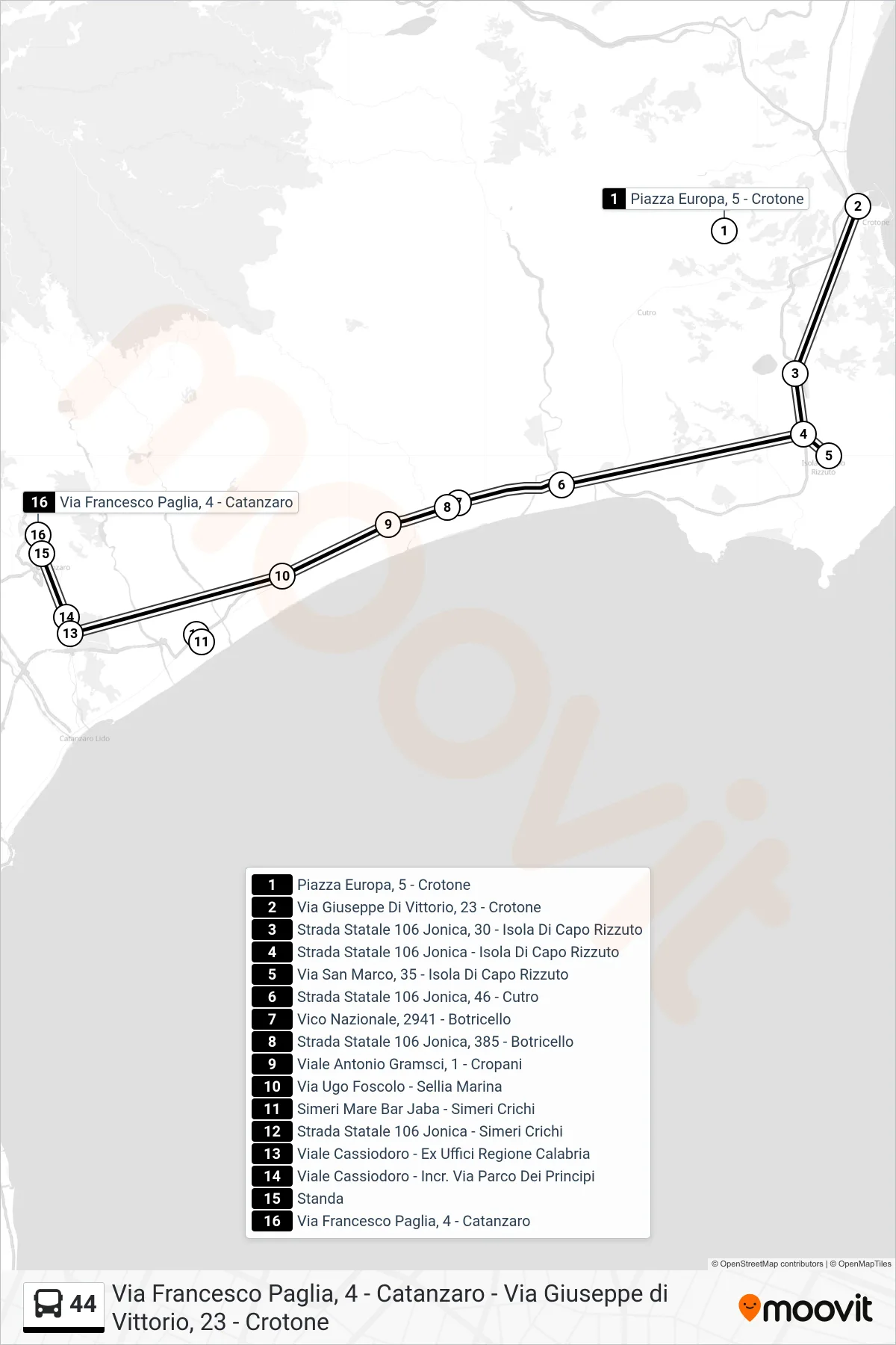 Linea 44 bus (Via Francesco Paglia, 4 - Catanzaro) - Percorsi e fermate sulla mappa