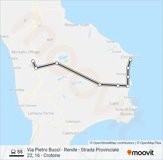 55 Bus Line Map