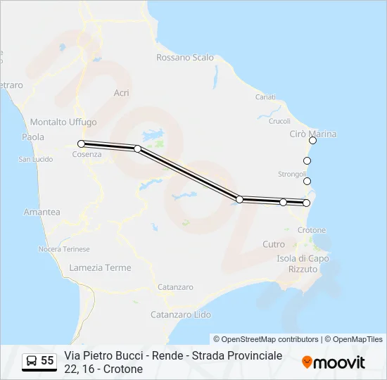 55 Bus Line Map