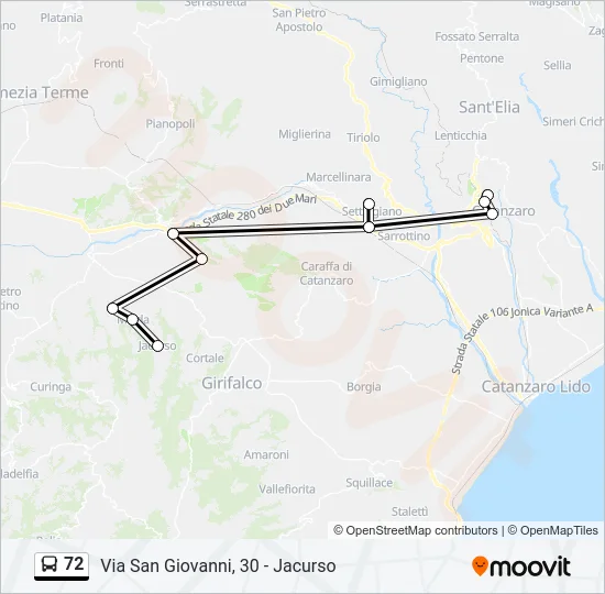 72 Bus Line Map