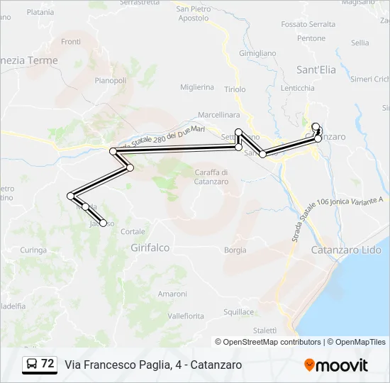 72 Bus Line Map