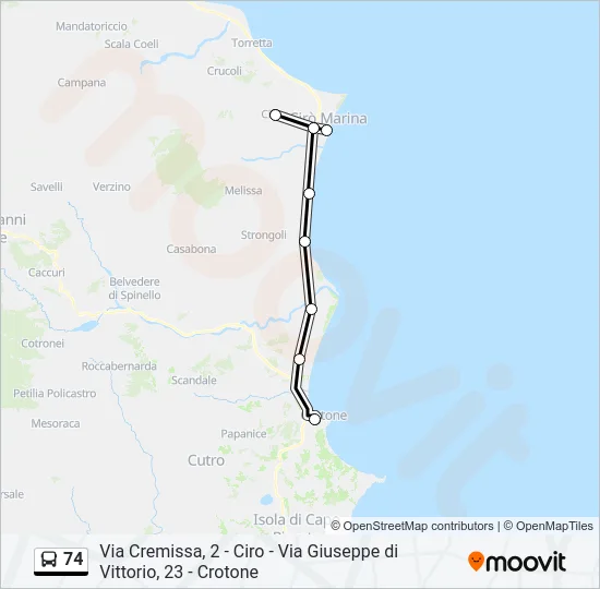 74 Bus Line Map