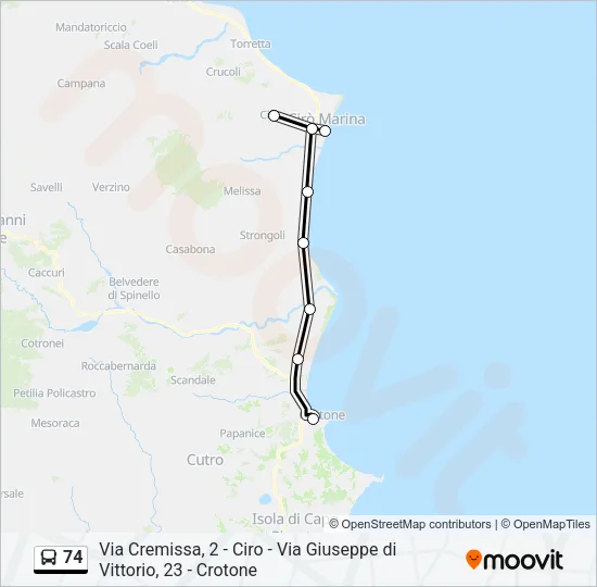 74 Bus Line Map