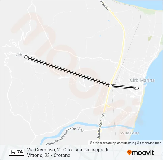 74 Bus Line Map