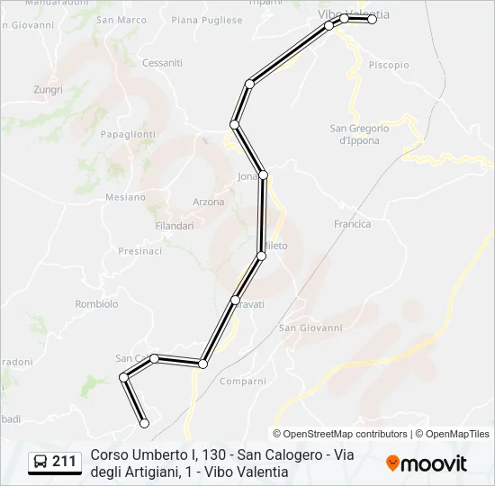 211 Bus Line Map