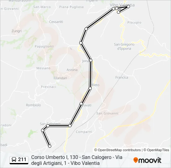 211 Bus Line Map