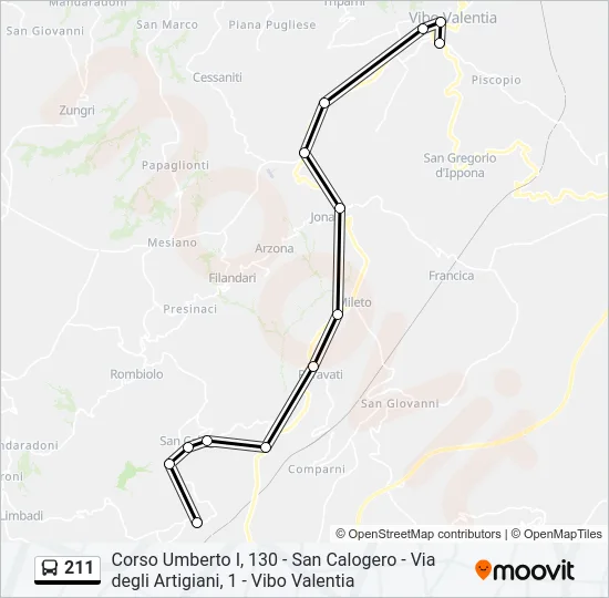 211 Bus Line Map