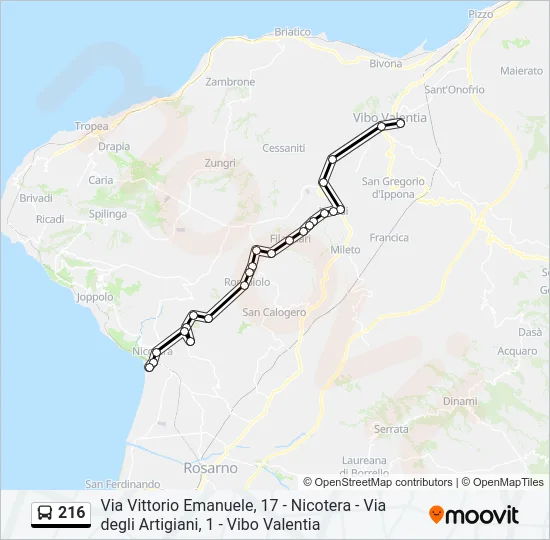 216 Bus Line Map