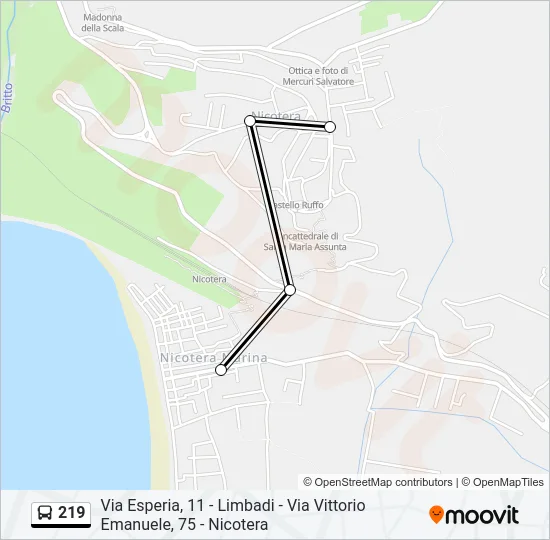 219 Bus Line Map
