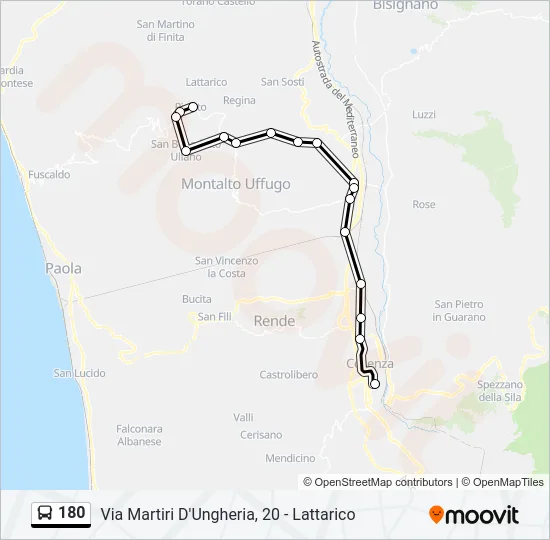 180 Bus Line Map