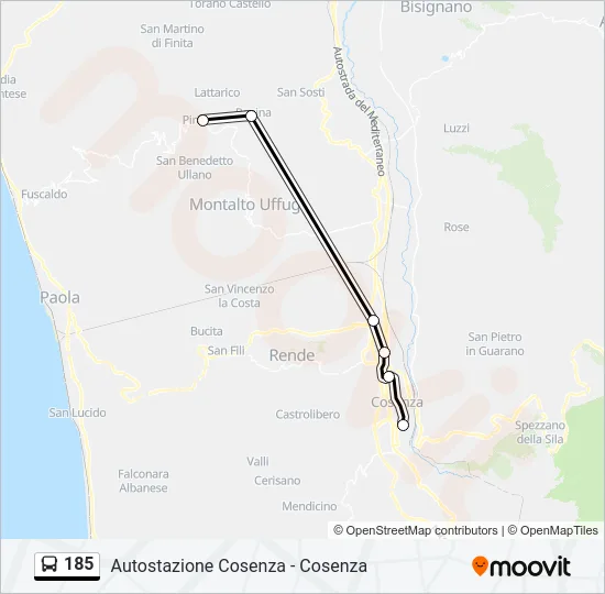 185 Bus Line Map