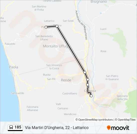 185 Bus Line Map