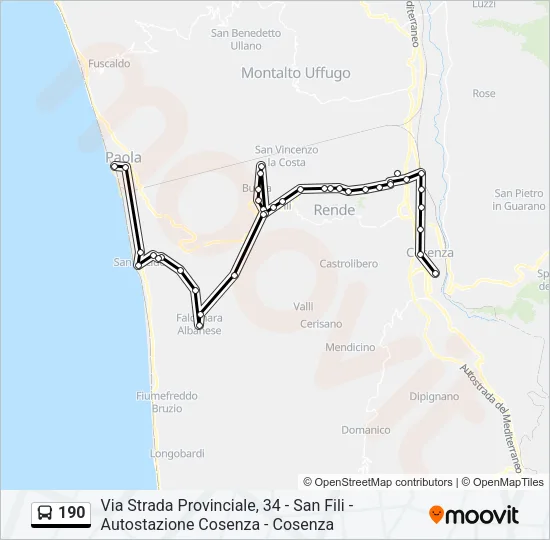 190 Bus Line Map