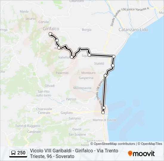 250 Bus Line Map
