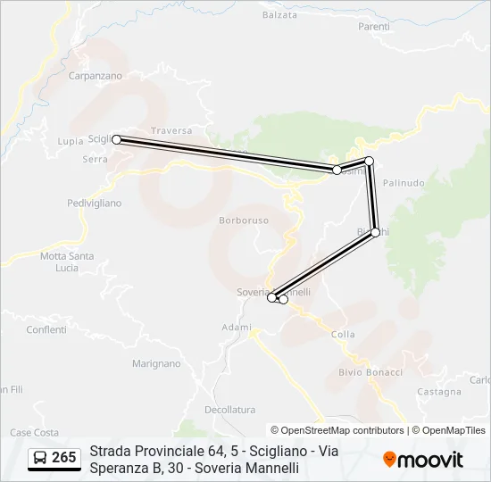 265 Bus Line Map