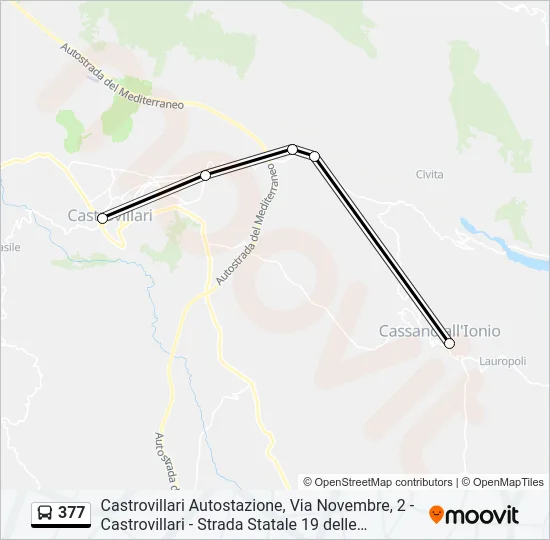 377 Bus Line Map