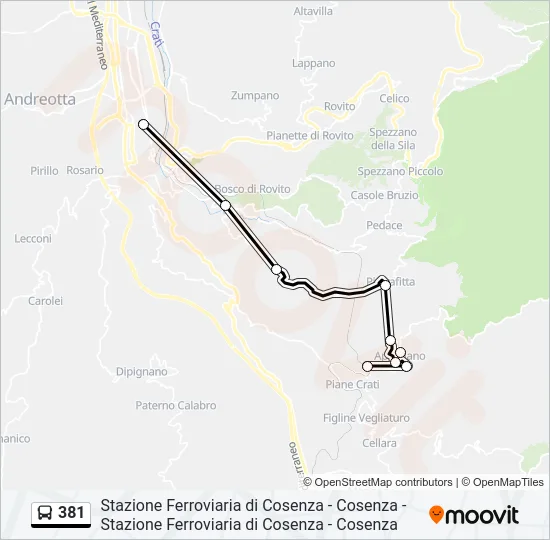 Percorso linea bus 381