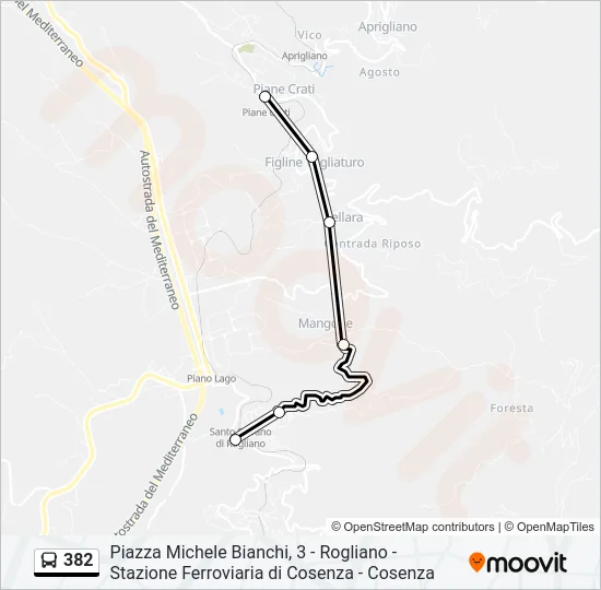 382 Bus Line Map
