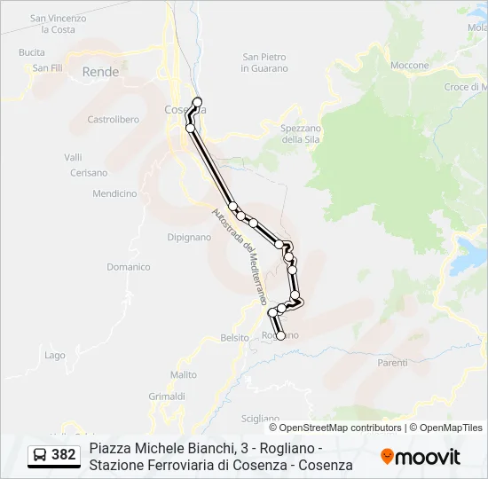 382 Bus Line Map