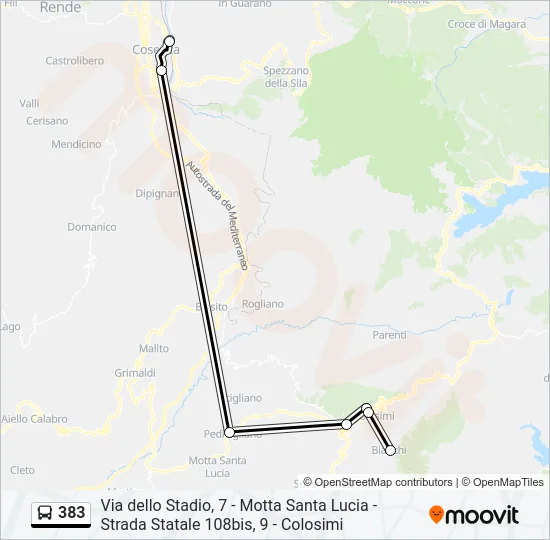 383 Bus Line Map