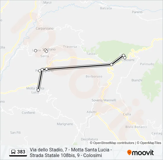 383 Bus Line Map