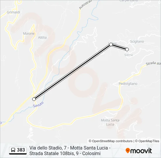 383 Bus Line Map