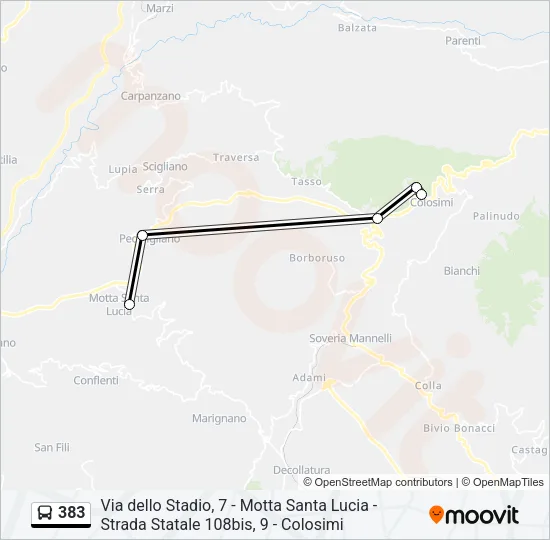383 Bus Line Map