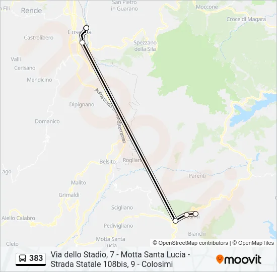 383 Bus Line Map