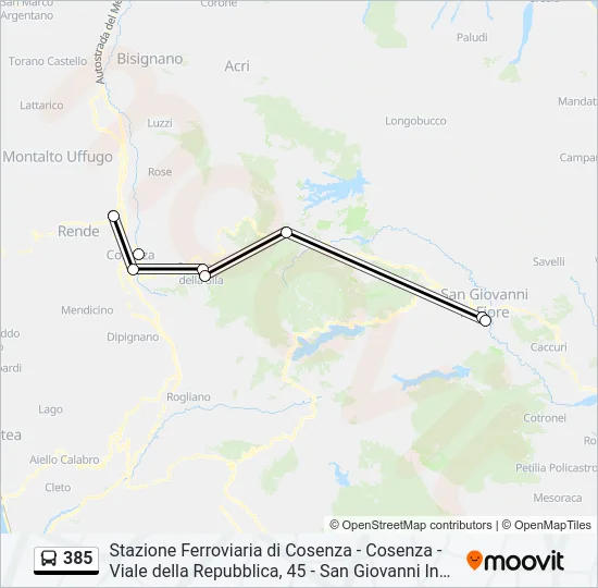 385 Bus Line Map