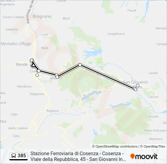 385 Bus Line Map