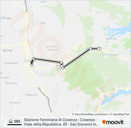 385 Bus Line Map