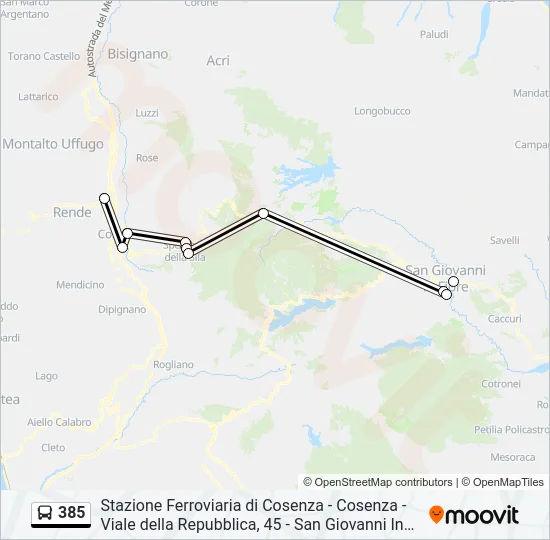 385 Bus Line Map