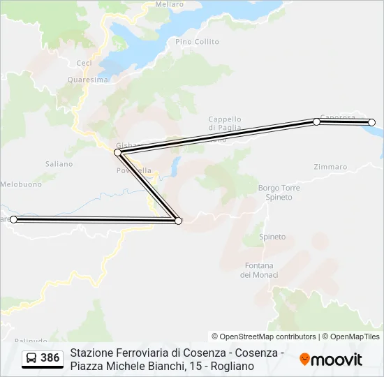 386 Bus Line Map