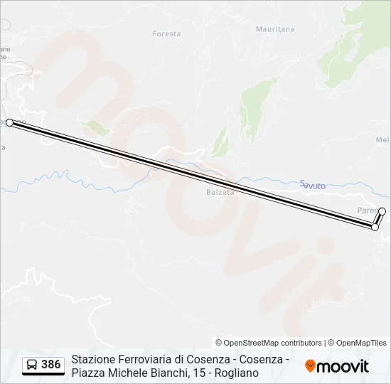386 Bus Line Map