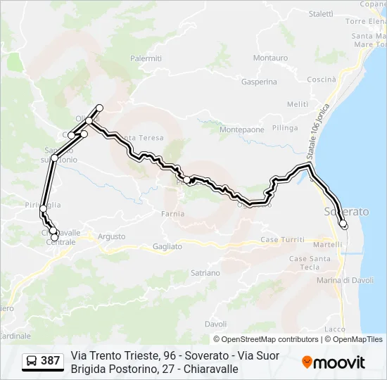 387 Bus Line Map
