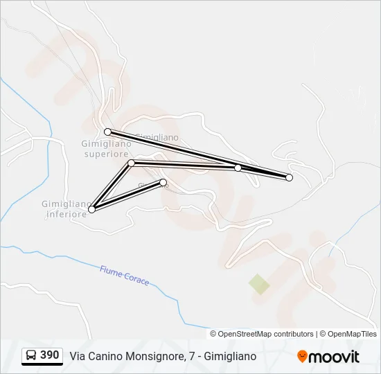 390 Bus Line Map